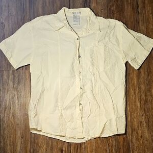 Men's Vento White Cotton Crepe Short Sleeve Shirt Large